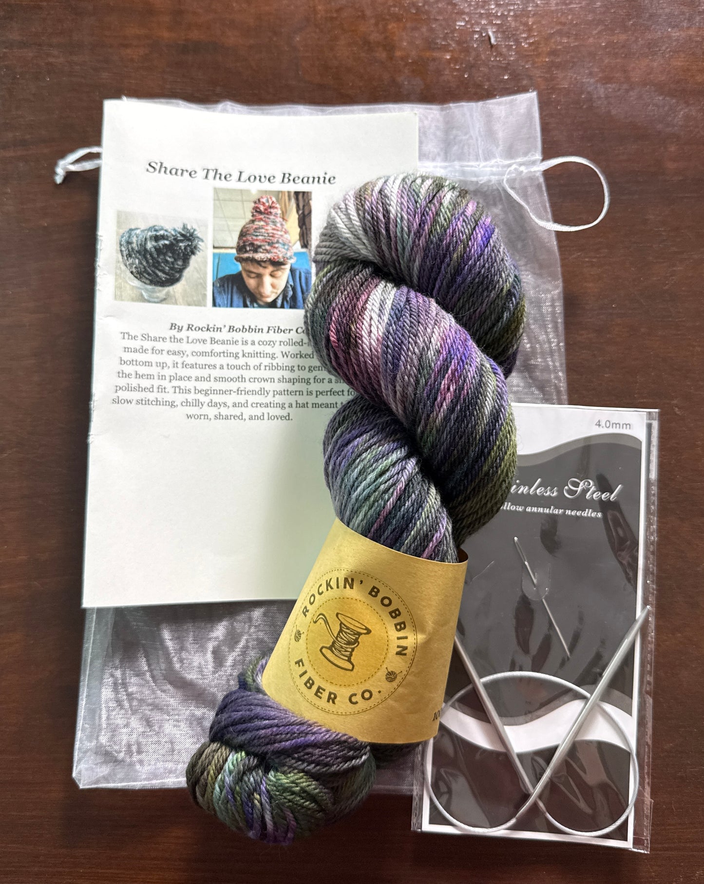 Beginner Hat Kit Non-Superwash Yarn